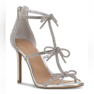 Silver Strappy Stiletto Heels